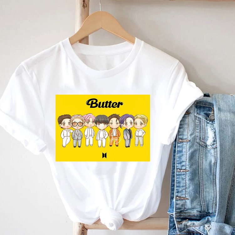 BTS Album Butter Cartoon Casual T-shirt