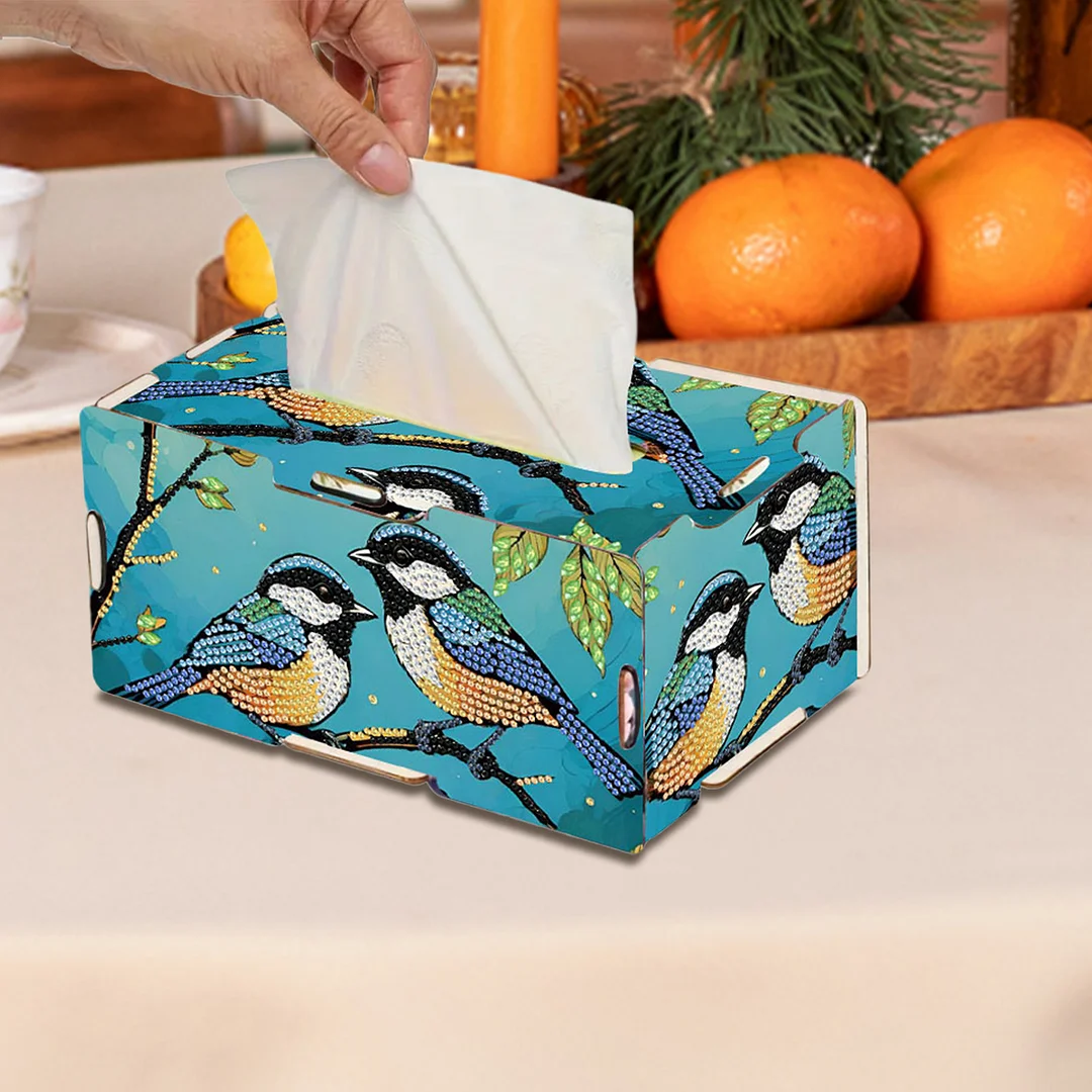 Wooden Diamond Painting Tissue Box for Home and Office Decoration(CZH002)