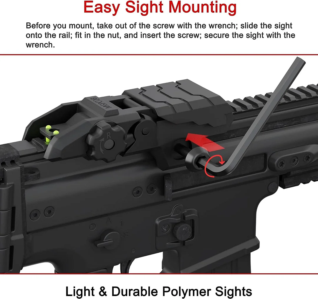 ohhunt&reg; Polymer AR-15 Flip up Front Rear Sight Back-Up Sight Kit