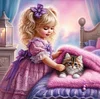Diamond Painting-DIY Full Round Drill Cute Girl And Animal