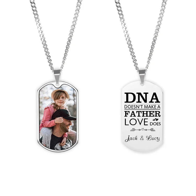 Personalized Photo Necklace Engraved Tag Keyring Gifts for Father