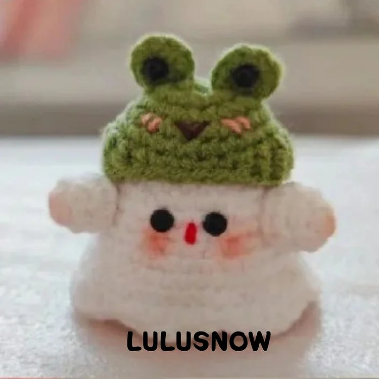Lulusnow Handmade Green Halloween Amigurumi Ghost Frog Hat Crochet Key Pendant Bag Accessories Key Pendant