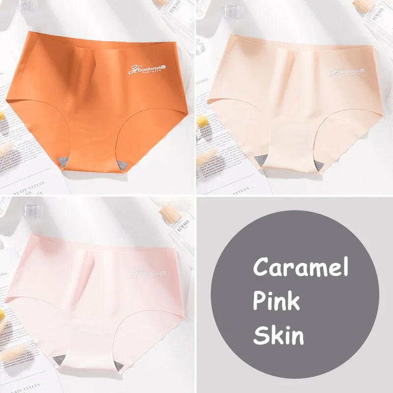 3Pcs Seamless Panty Set Underwear Female Letter Comfortable Intimates Fashion Female Low-Rise Briefs Ice Silk Lingerie Drop Ship