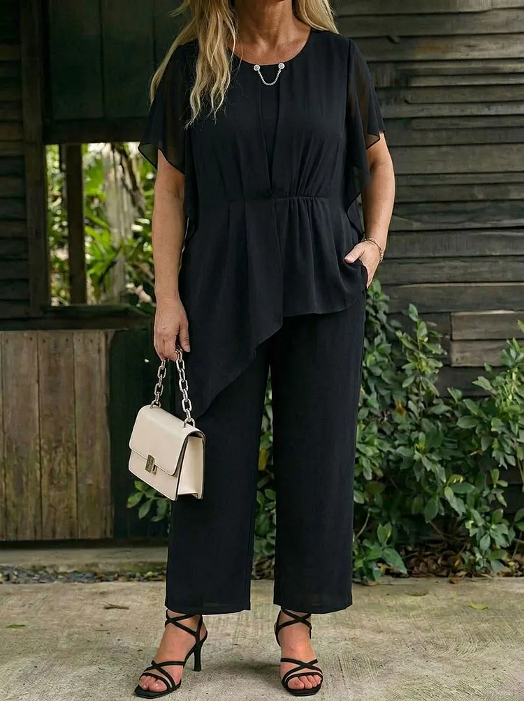 Women&rsquo;s Casual Chiffon Top And Pants Set.