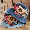 Women's Retro Ethnic Style Embroidered Denim Fisherman Bucket Hat