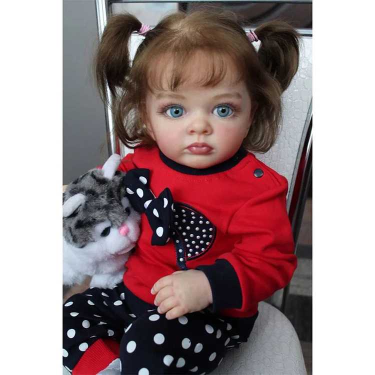  [Special Offer] 20 Inches Rox Realistic Reborn Baby Toddler Doll Girl with Brown Hair Best Gift Ideas with Heartbeat💖 & Sound🔊 - Reborndollsshop®-Reborndollsshop®