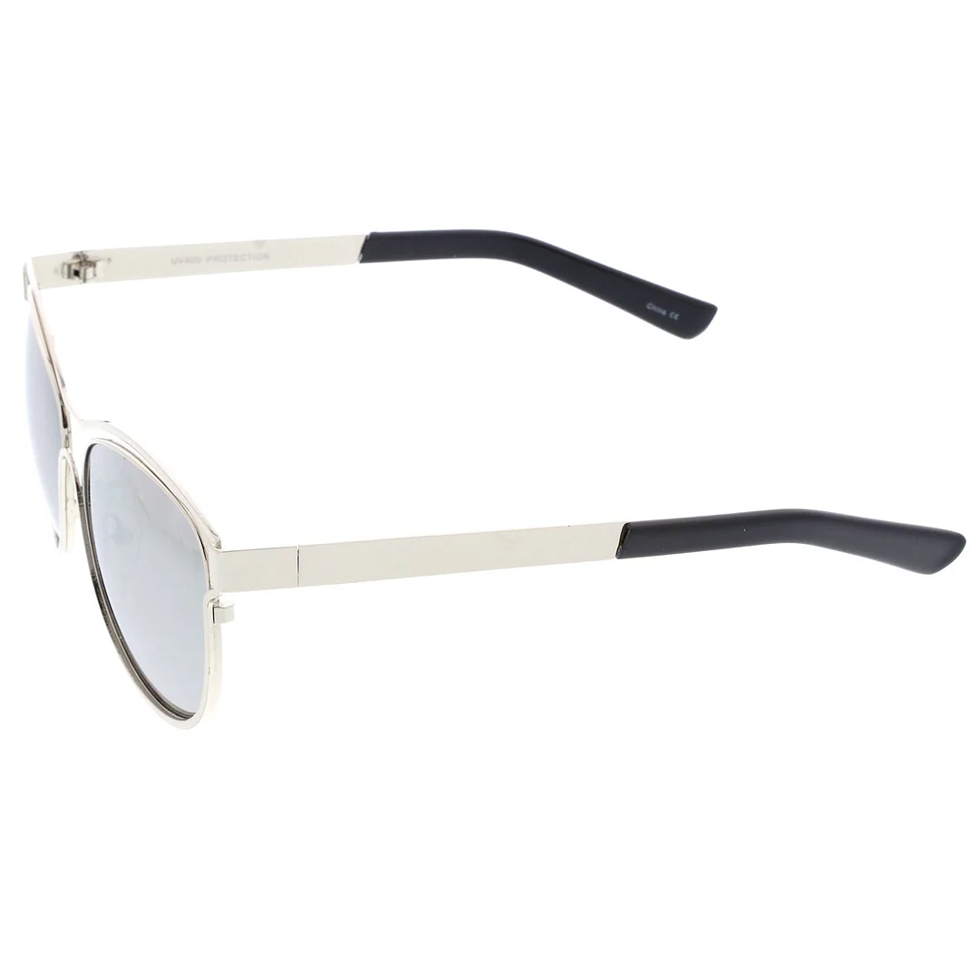 Modern Open Metal Colored Mirror Lens Horn Rimmed glasses 56mm