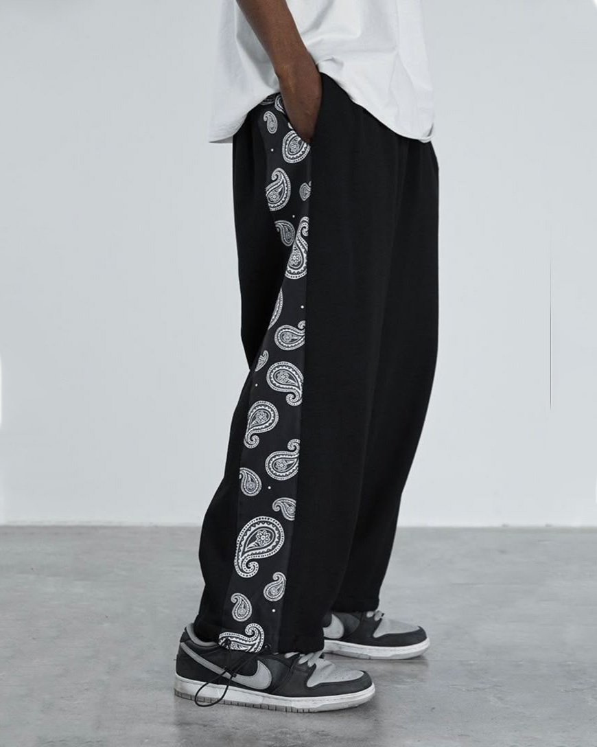 Plus Size Men's Daily Casual Side Waist Flower Female Striped Pants