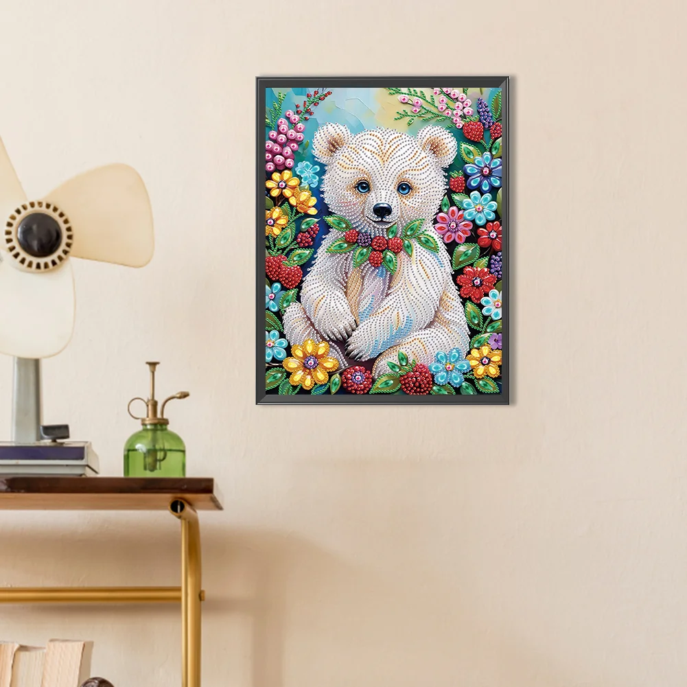 Diamond Painting - Partial Special Shaped Drill - Flower Bear(Canvas|30*40cm)