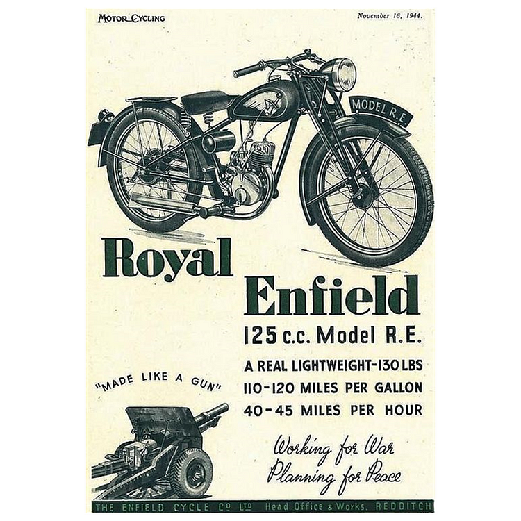 Royal Enfield Motorcycle - Vintage Tin Signs/Wooden Signs 8*12Inch/12*16Inch
