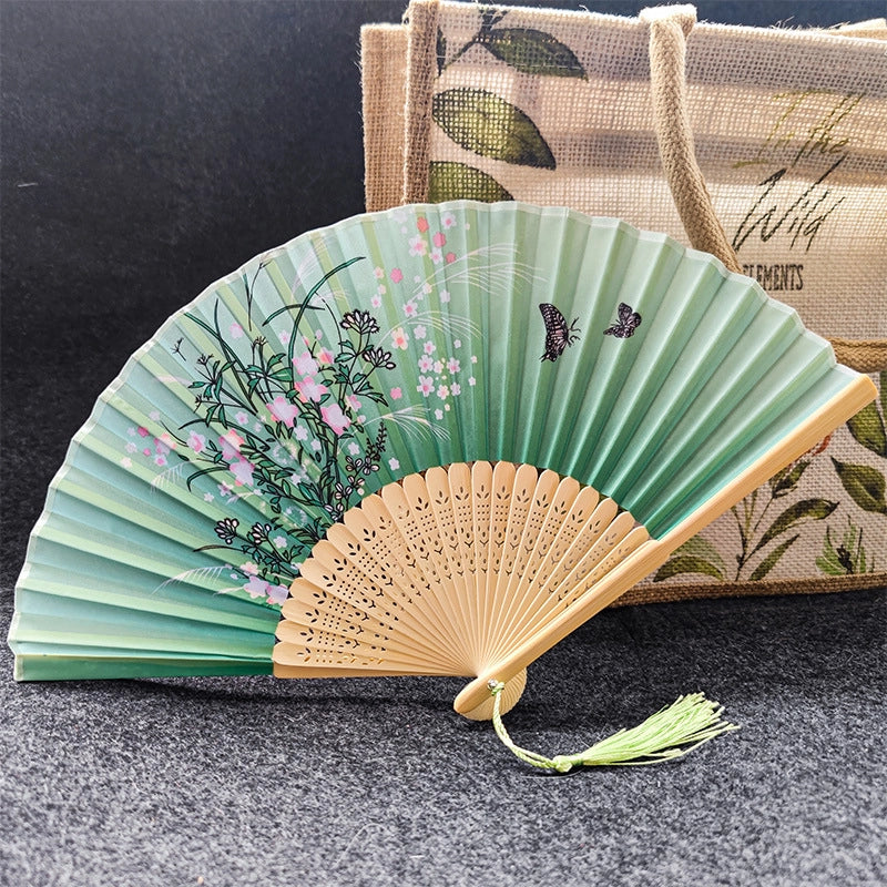 Antique Fan Folding Fan Men’s And Women’s Classical Dancing Fan Ancient Costume Performance Photography Hanfu Props Chinese Style Handmade Folding Fan