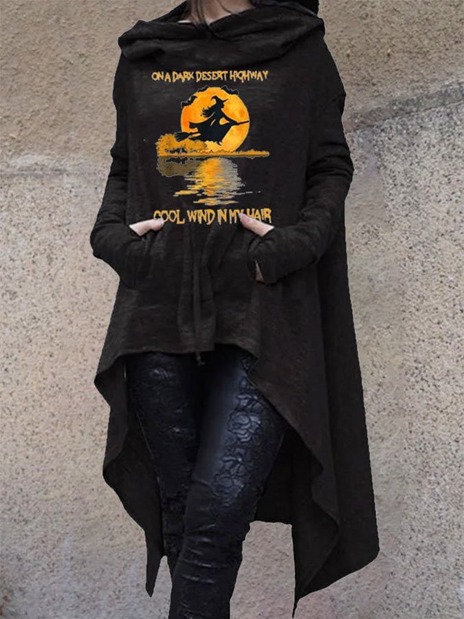 Fashion Print Irregular Long Sleeve Sweatshirt
