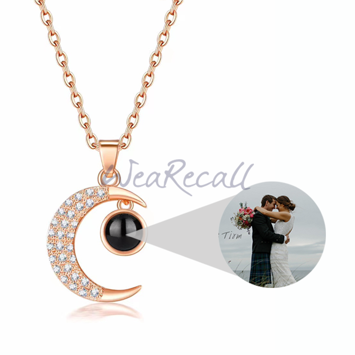 New Arrival Moon Projector Picture Custom Personalized Photo Necklace wetirmss