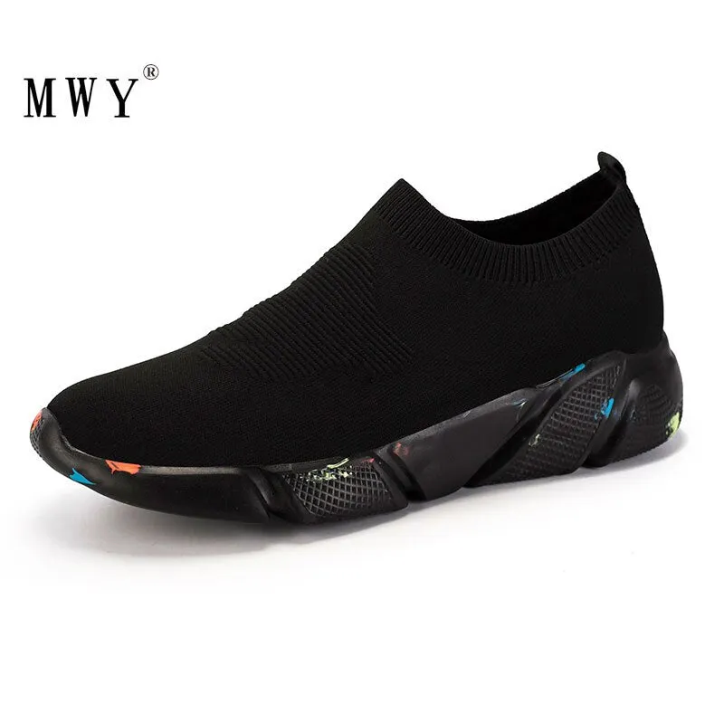 MWY Women Casual Shoes Breathable Knit Mesh Socks Sneakers Unisex Zapatilla Mujer Outdoor Walking Shoes Women Trainers Plus Size
