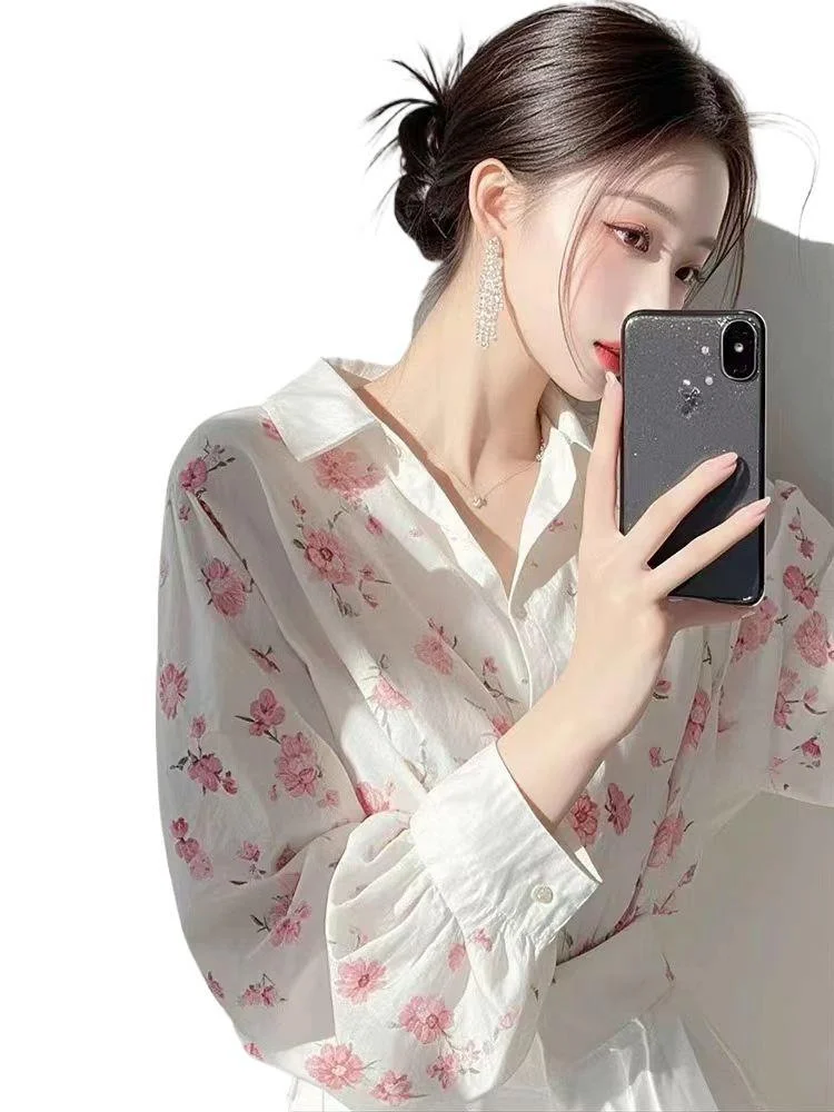 Athvotar Athvotar Year's Popular White Printed Shirt Women 2025 Spring New French Temperament Shirt High-End Long-Sleeved Top