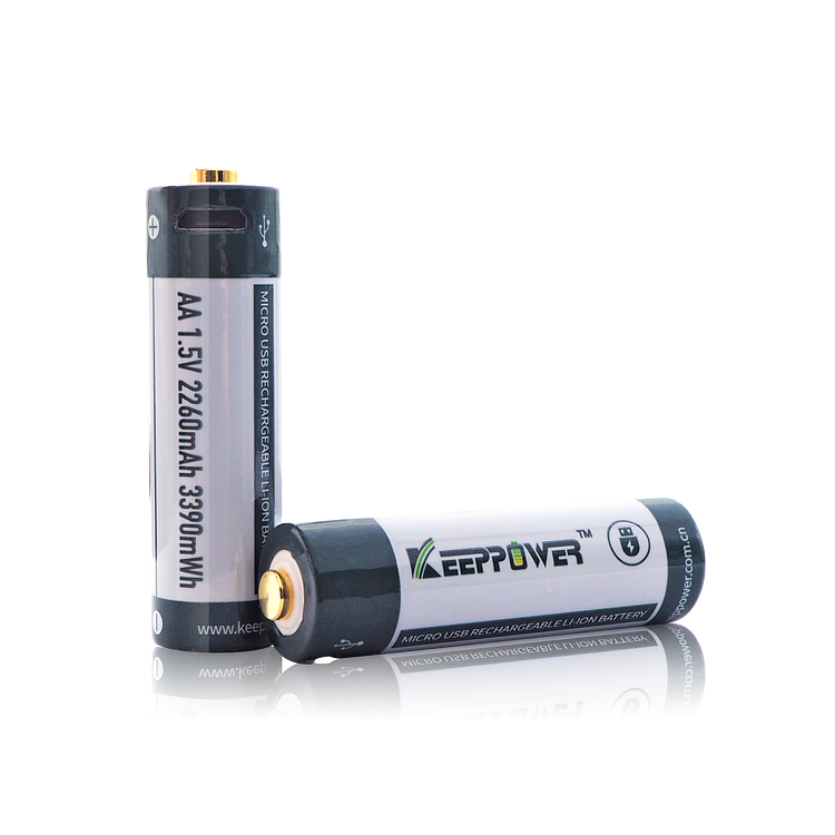 KeepPower AA Micro USB 14500 1.5V 2260mAh P1450U2  Button Top Rechargeable Battery (pack of 2)