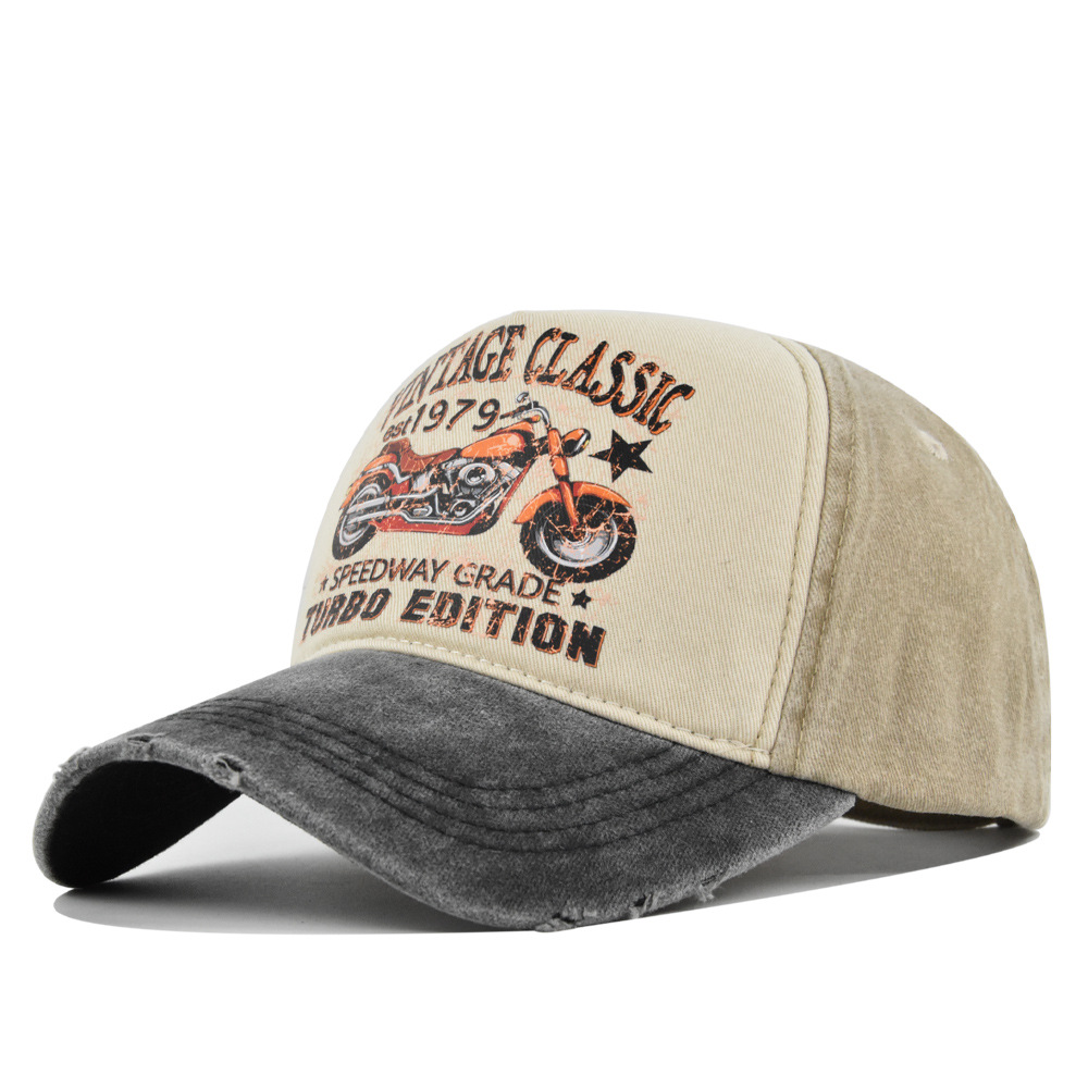 Men's Motorcycle Truck Cap Washed Distressed Baseball Cap