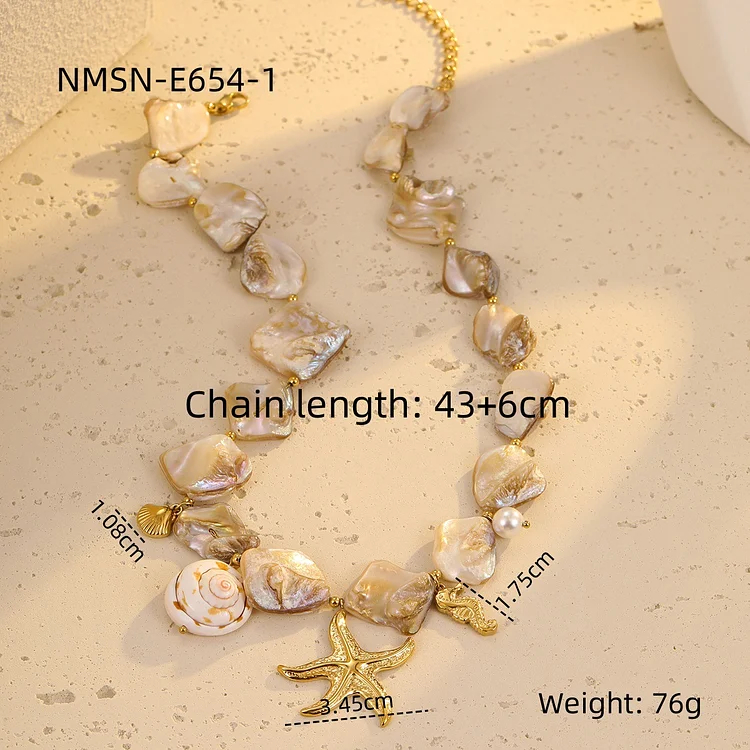 Vacation Style Irregular Shell Conch Starfish Clavicle Chain