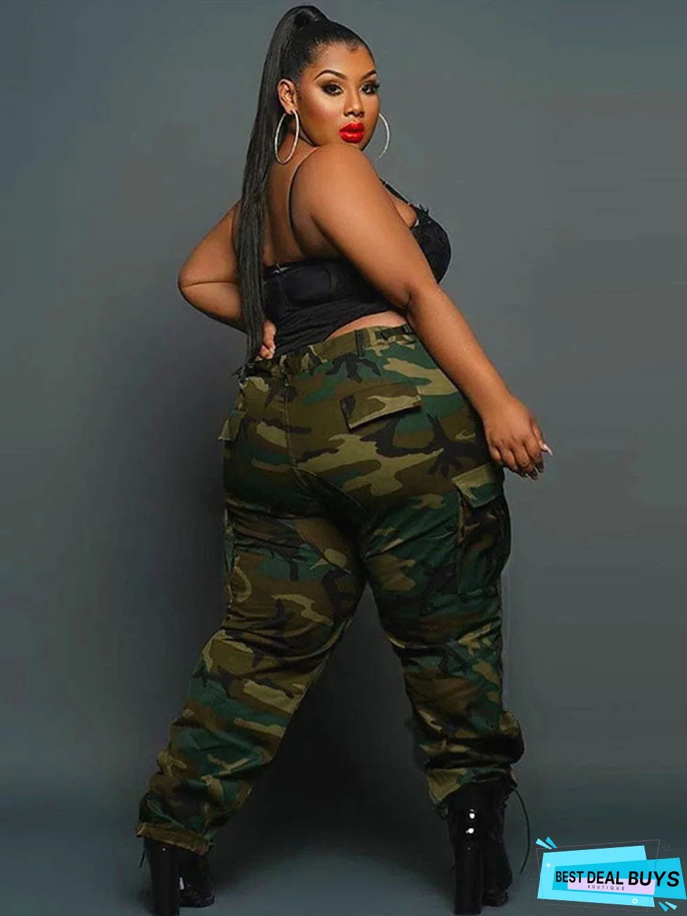Plus Size Camouflage Print Long Pants