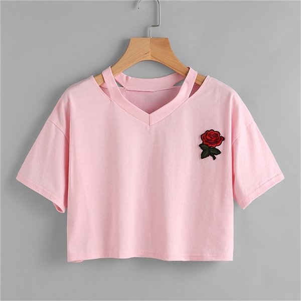 New Fashion Summer Women Vest Rose Print Top Tank Casual Blouse Tops Off Shoulder T-Shirt - Shop Trendy Women's Fashion | TeeYours