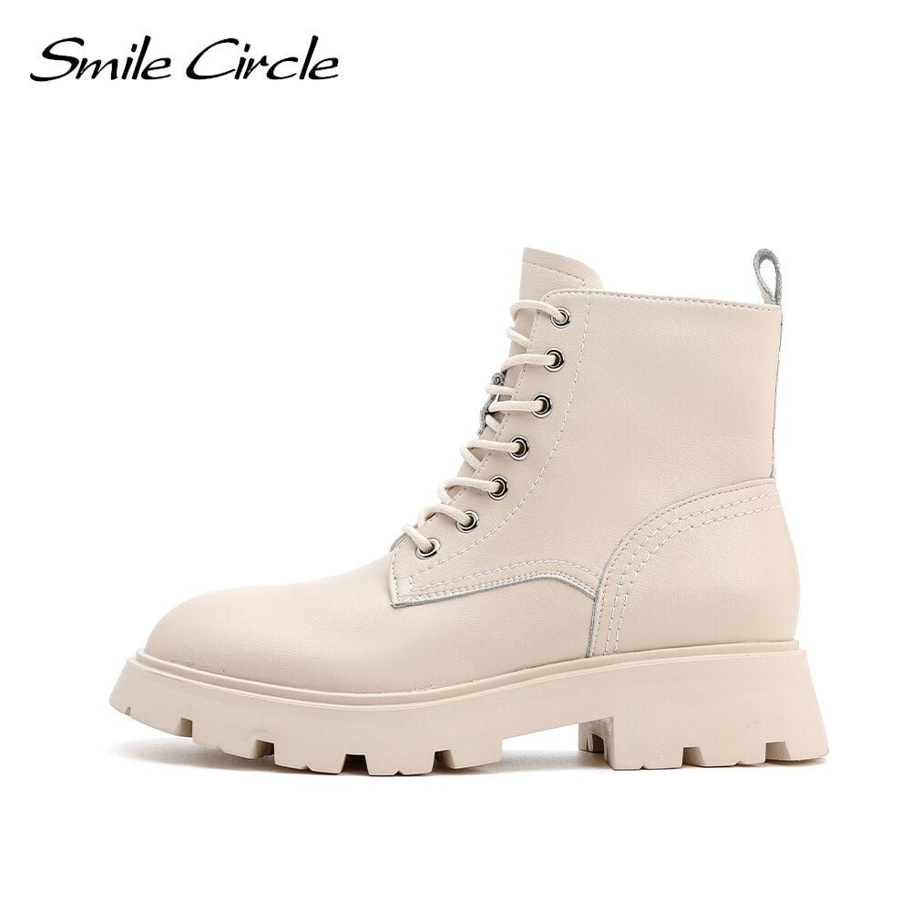 Smile Circle Motorcycle Boots Ankle Boots Women Platform Boots Short Boots 2021 Autumn Casual Ladies Shoes Booties femme
