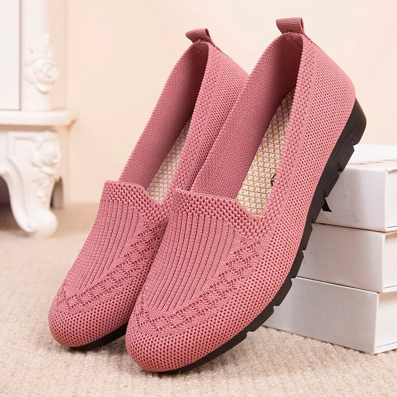 Qengg New Casual Summer Mesh Breathable Shoes Women's Slip on Flat Shoes Ladies Loafers Comfortable Lightweight Sneaker Flats Footwear