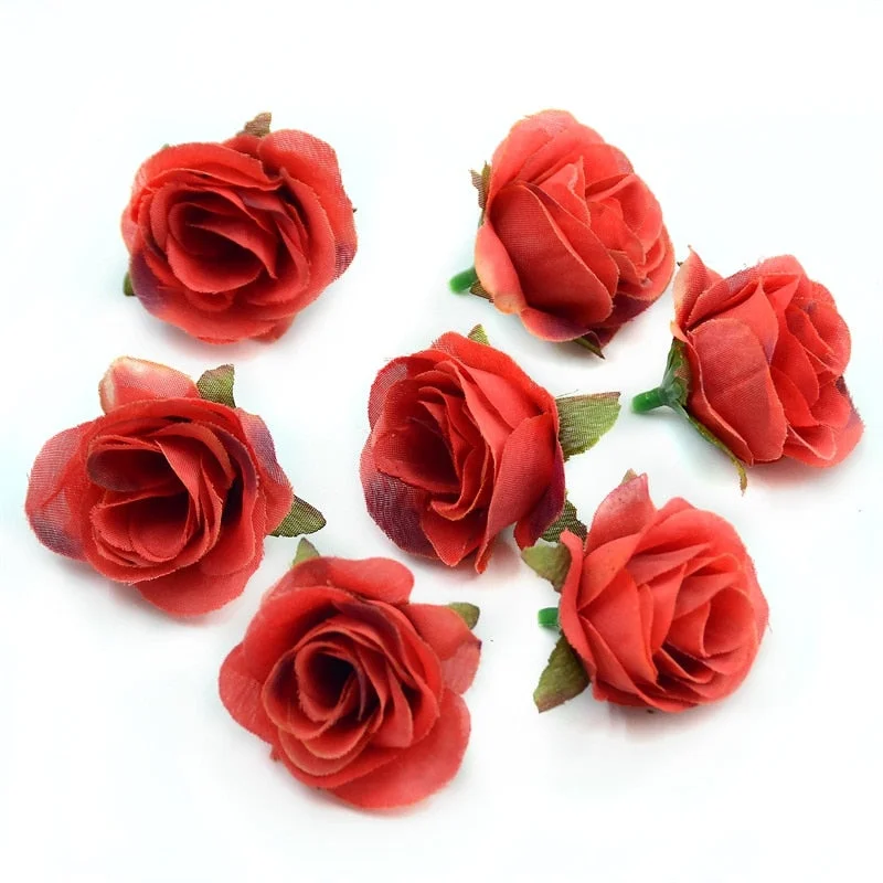 10pcs/lot 3.5cm Silk Artificial Rose Flower Head Scrapbooking Ball For Wedding Decoration Scrapbooking Wreath Home Accessories