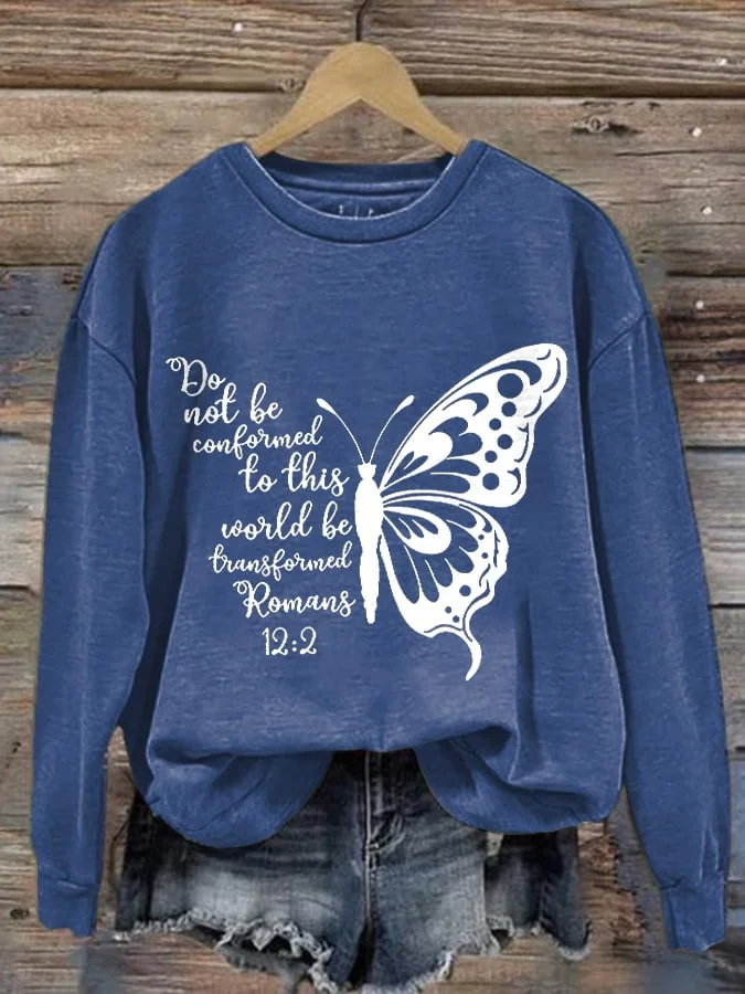 Retro Do Not Be Conformed Butterfly Print Sweatshirt
