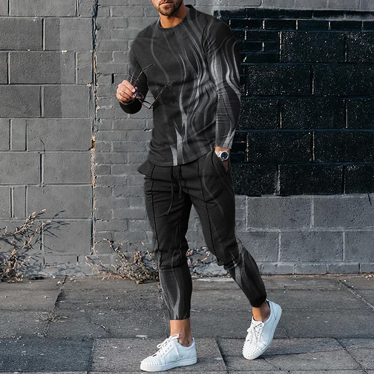 Utbros Gradient Graphic Print Print Long Sleeve T-Shirt And Pants Co-Ord