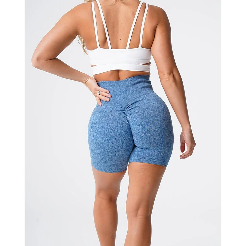 Women‘s Workout Shorts Biker Shorts 4" Ruched Butt Mesh Patchwork Seamless Tummy Control Butt Lift High Waist Yoga Fitness Gym Workout Shorts | IFYHOME