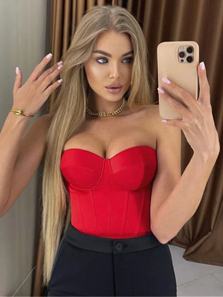 Jacqueline Off Shoulder Satin Crop Top Women y2k clothes Summer Sexy Sleeveless slim Bustier Corset Top harajuku Party Club 2022