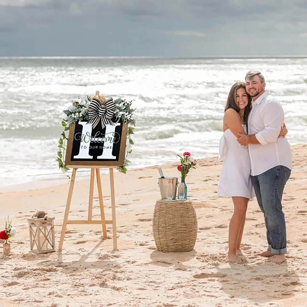 Creative square letters wooden wreath garden wedding decoration