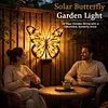Solar Powered Outdoor Metal Butterfly Wall Lamps IP65 Waterproof Wall-Mounted Garden Butterfly Lights Auto On/Off Outdoor Fence Wall Art Decor Light for Patio Garden Fence Porch Decors