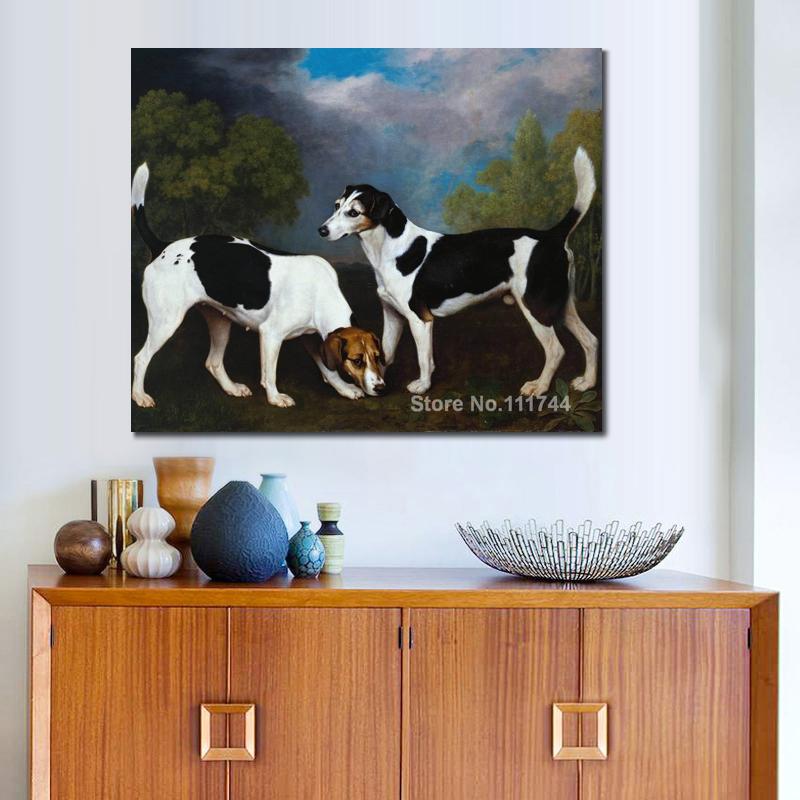 Dogs Paintings A Couple of Foxhounds George Stubbs Oil Reproduction High Quality Hand Painted