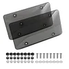 2Pcs Flat License Plate Protective Cover with Screws Caps (Transparent Black)