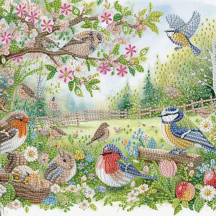 Woods And Flowers 30*30cm (Canvas) Special Shaped Drill Diamond Painting gbfke