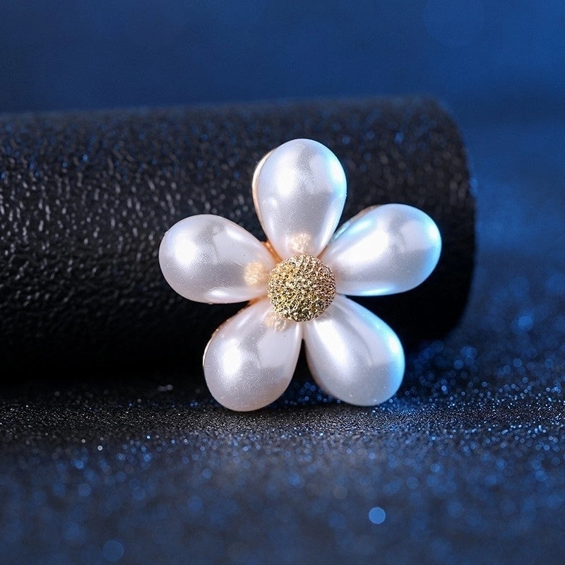 Fashion Pin Flower Alloy Plating Inlay Artificial Gemstones Pearl Women’S Brooches