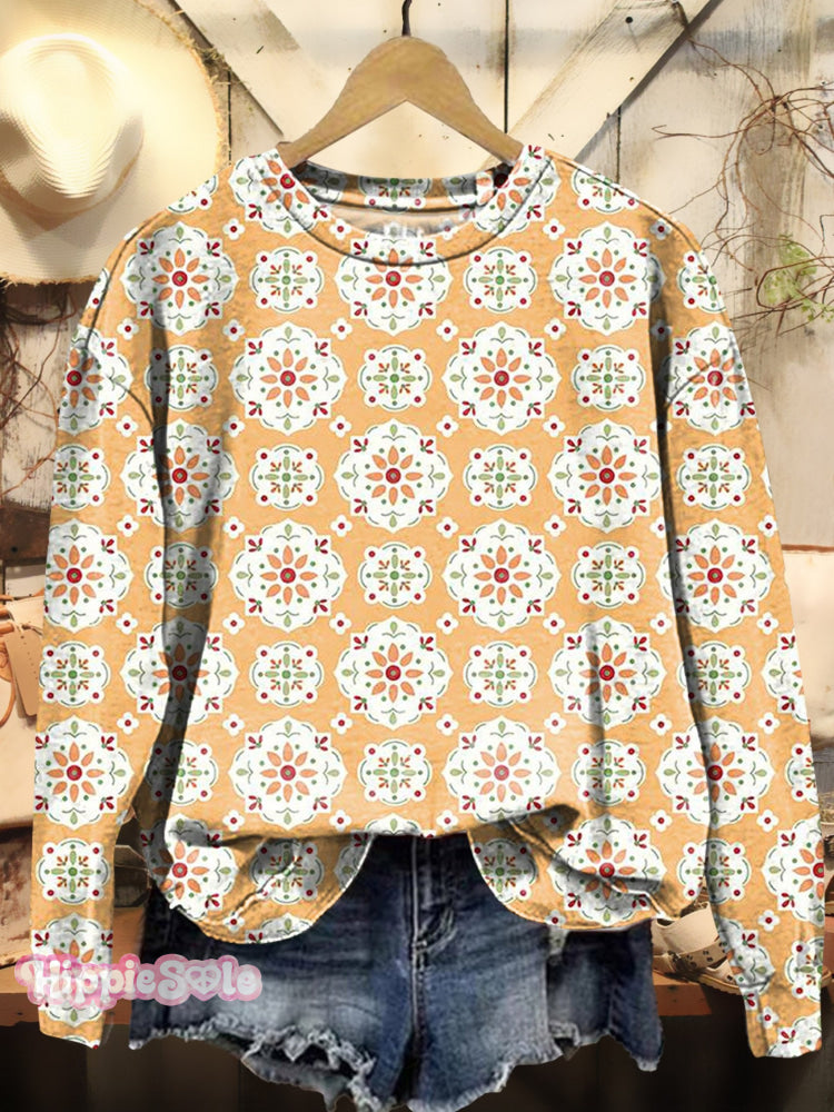 Floral Art Print Sweatshirt Multicolor / S