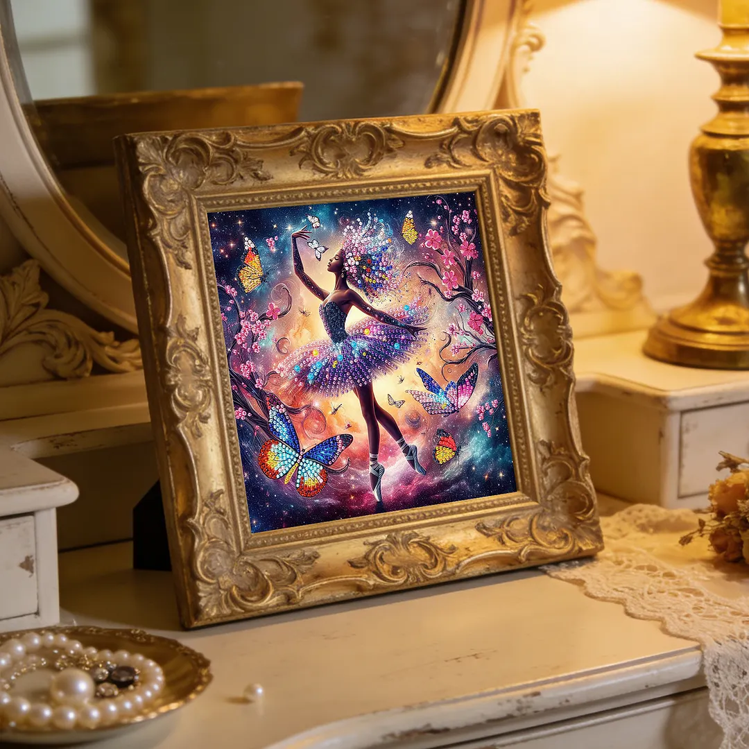 Diamond Painting - Partial Special Shaped Drill - Butterfly Dance Girl(Canvas|30x30cm)