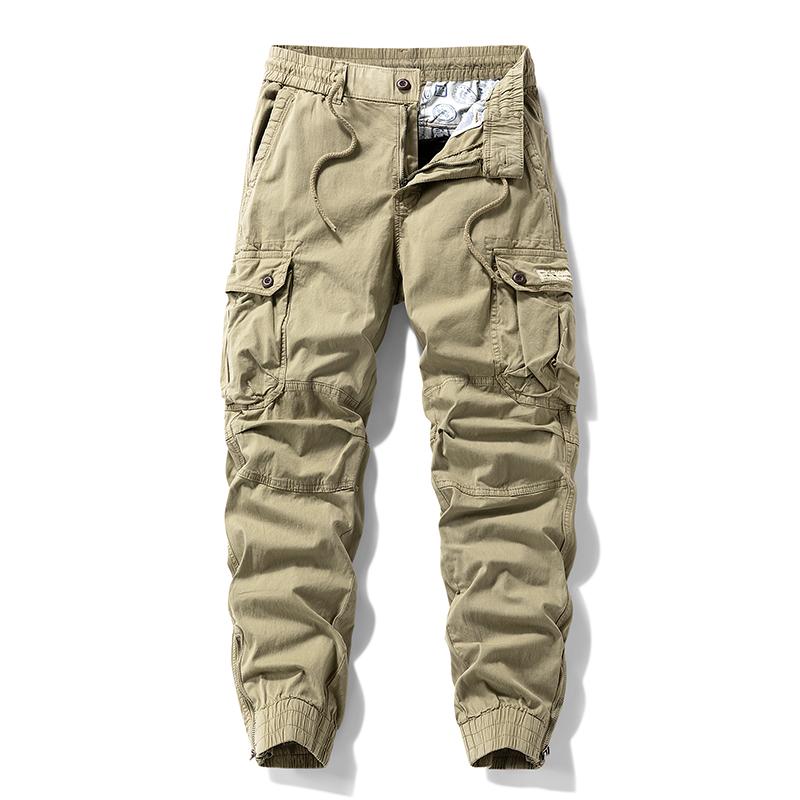 Menswear Fashion Men's Pants - Versatile Functional Cargo Pants for Men, Drawstring Cuffs, Multiple Pockets, Retro Outdoor Casual Style