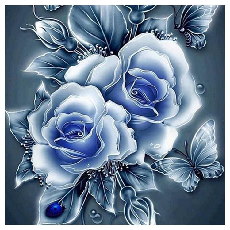 Peinture de diamant - rond partiel - fleur bleue