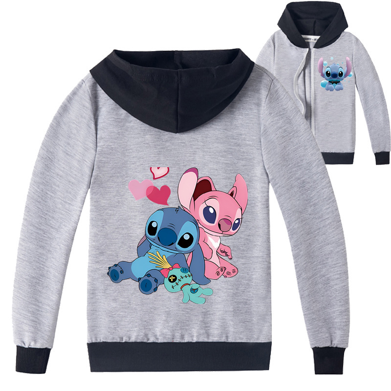 Mayoulove Stitch Zipper Jacket - Cartoonish Style - Cute and Warm - Kids and Parents Favorite!-Mayoulove