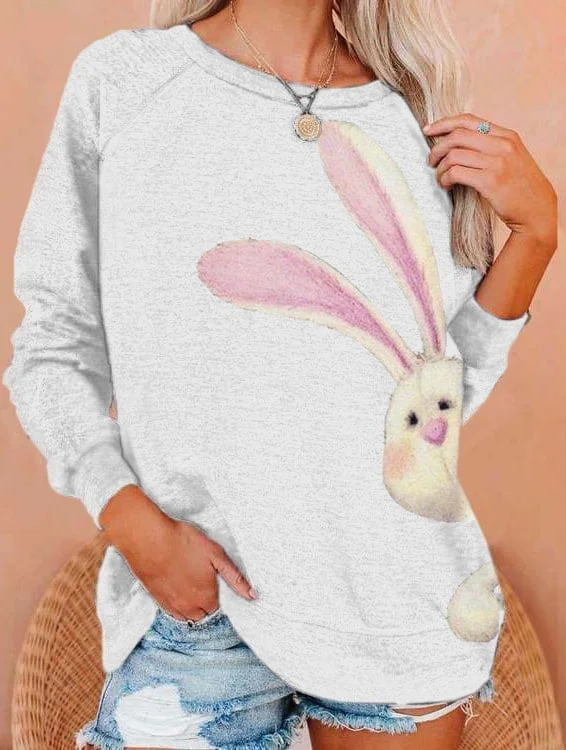 Women's Easter Cute Bunny Print Sweatshirt socialshop