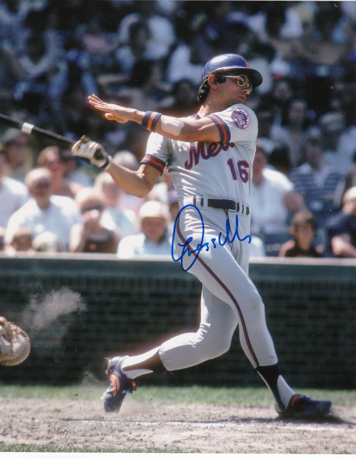 LEE MAZZILLI NEW YORK METS ACTION SIGNED 8x10