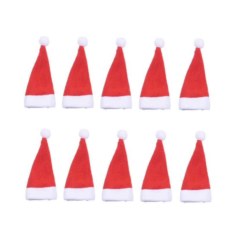 10Pcs Christmas Decorative Tableware Mini Caps Pocket Knife Fork Spoon Holders Christmas Table Decoration for Home Xmas Supplies
