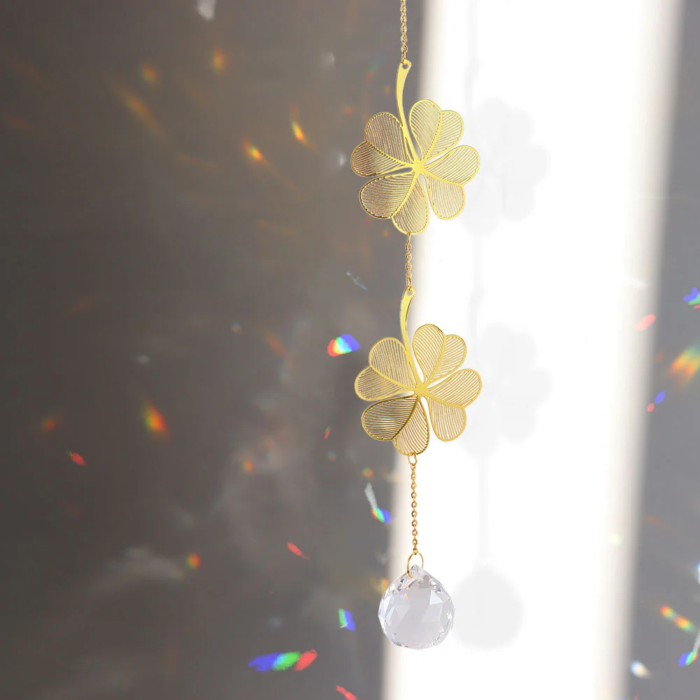 Crystal Windchime Lotus Ginkgo Four Leaf Dream Catchers Windbell Home Decor