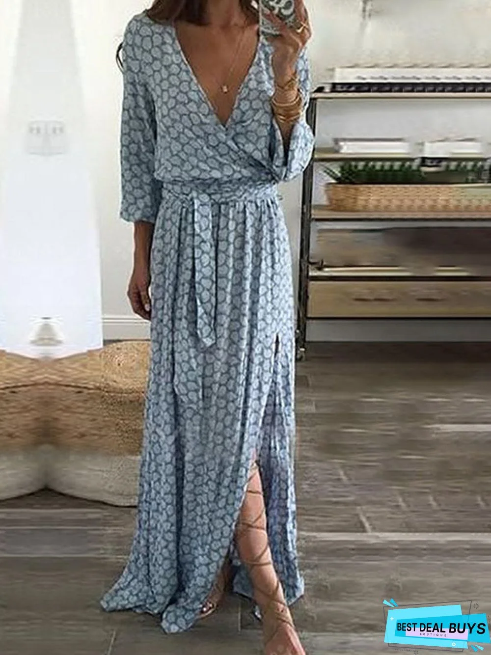 3/4 Sleeve Elegant Swing Casual dress