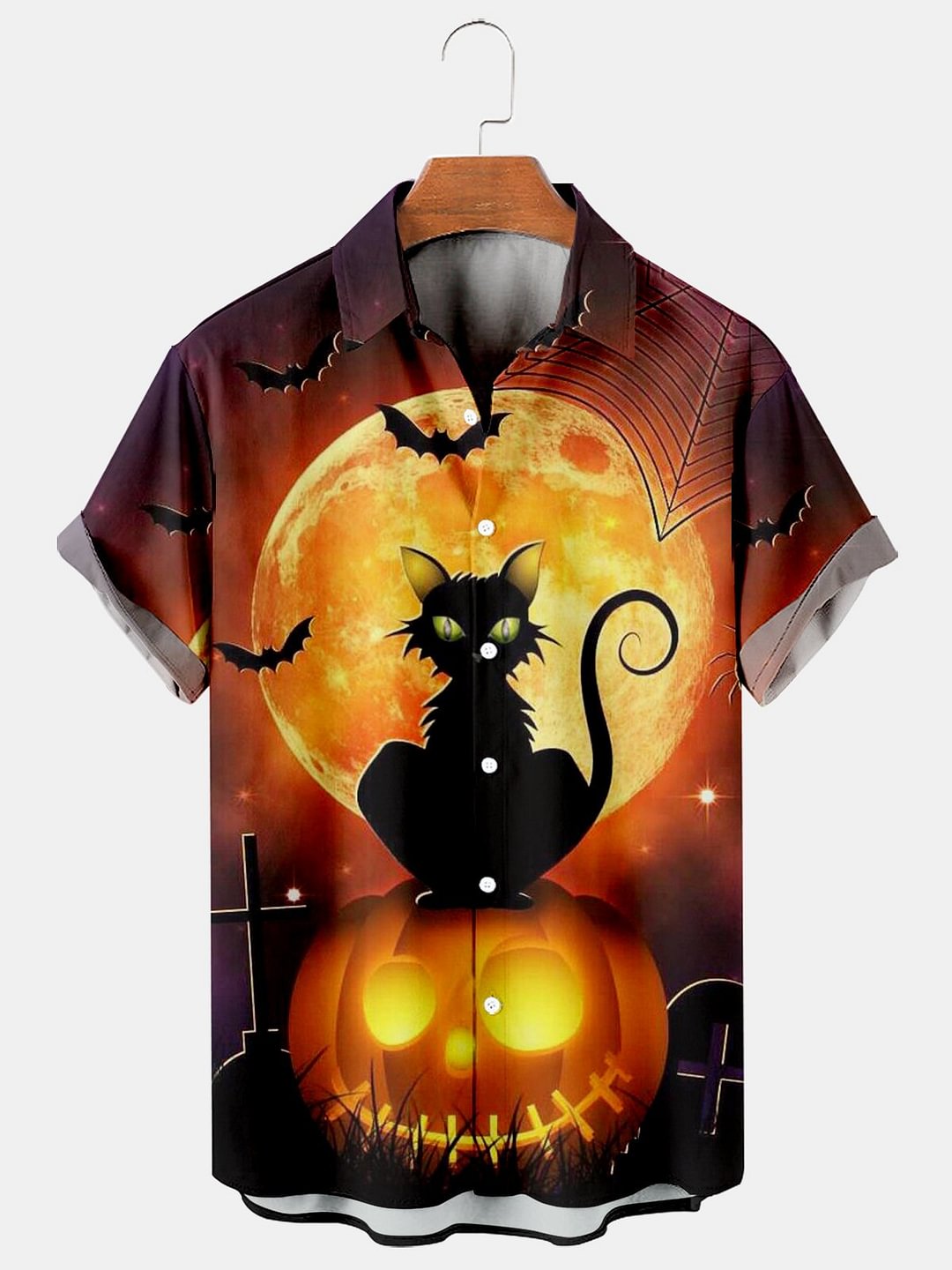 Halloween Casual Loose Men's Plus Size Short-Sleeved Shirt