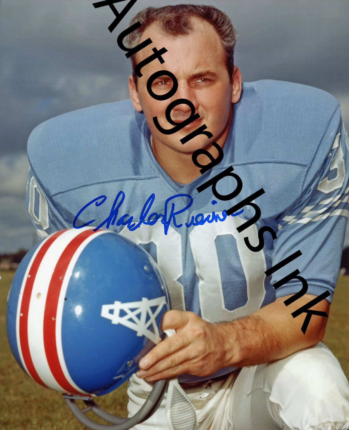 Charlie Rieves Autographed 8x10 Houston Oilers Topps Vault RARE #2