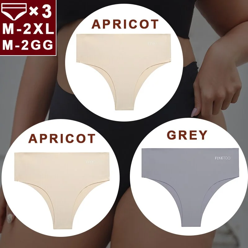 FINETOO 3PCS/Set Women Seamless Underwear Panties Ice Silk Lingerie Female Briefs Plus Size M-2XL Sexy Girls Breathable Pantys